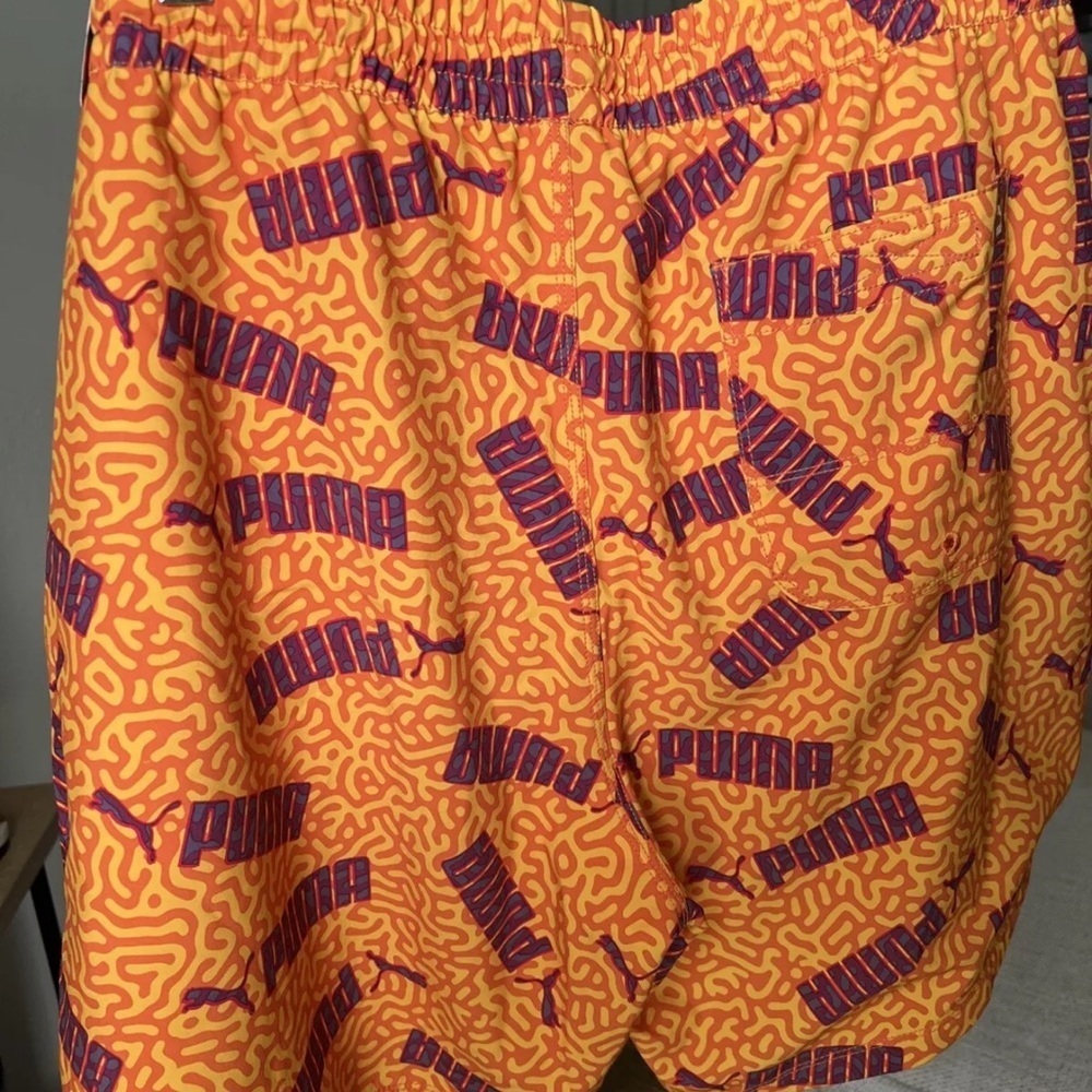 Puma No Fade Swim Trunk 7in Inseam Size XL Orange W/Logo Accent NEW $55 - Picture 8 of 11